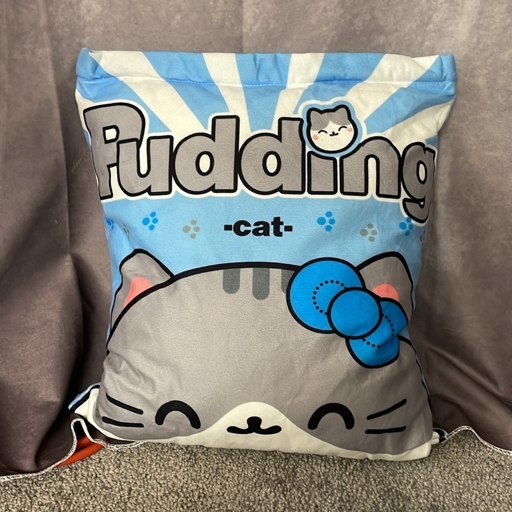 Pudding Cat Blue Zipper Pillow Pouch With 8 Mini Plush Kittens - Picture 3 of 8